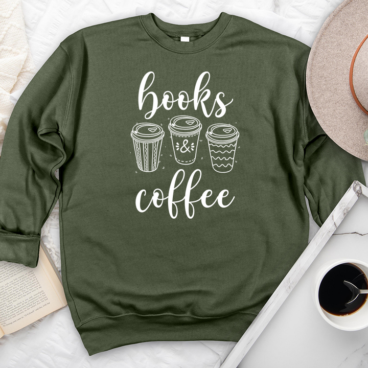 books & coffee premium crewneck sweatshirt