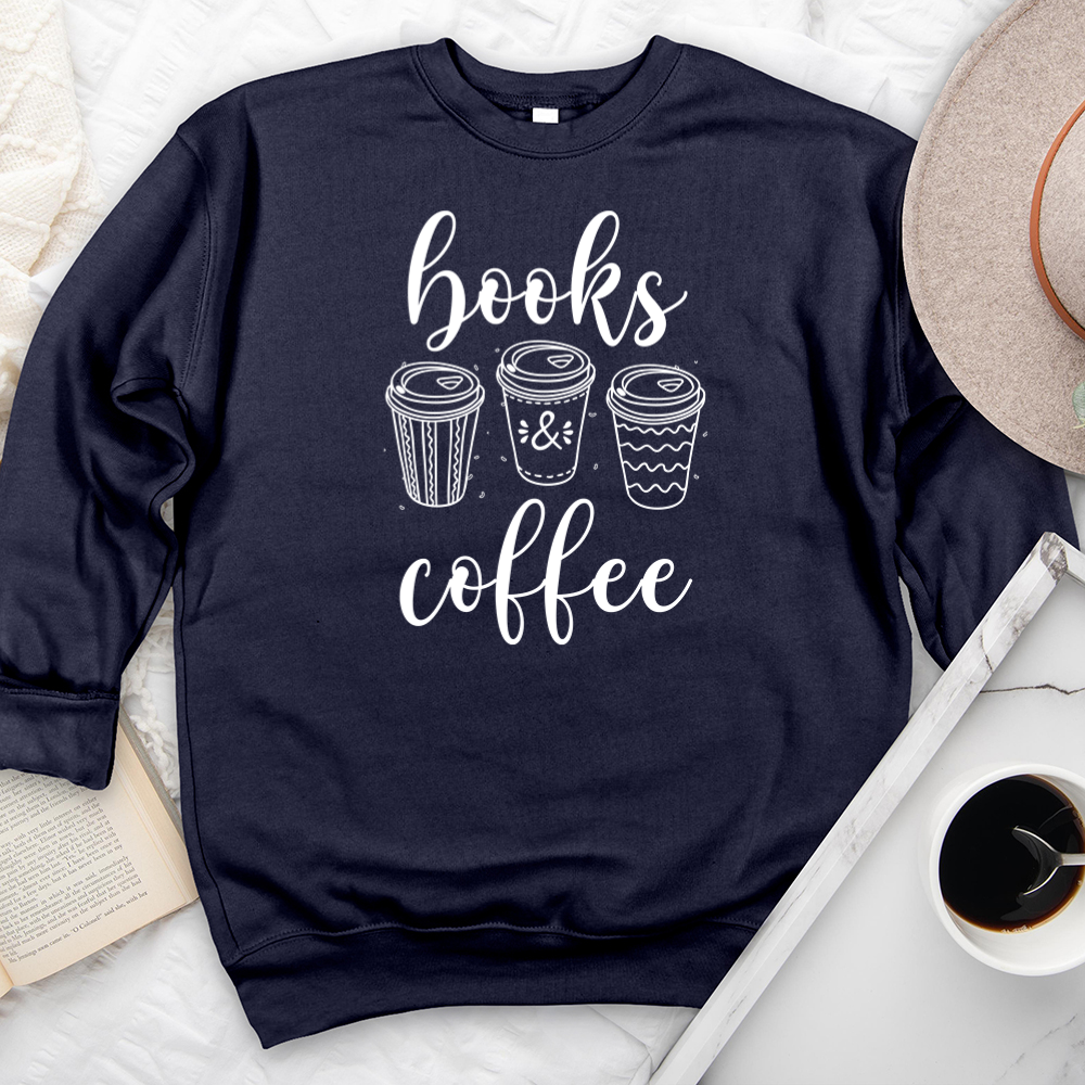 books & coffee premium crewneck sweatshirt