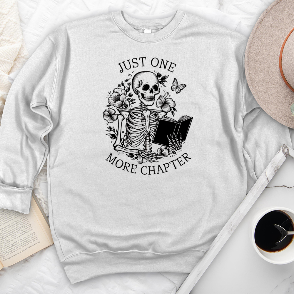 one more chapter skeleton premium crewneck sweatshirt