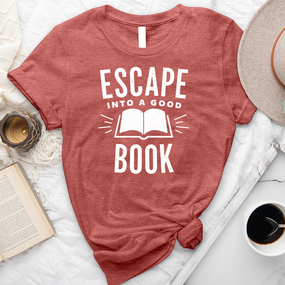 escape into a good book unisex tee