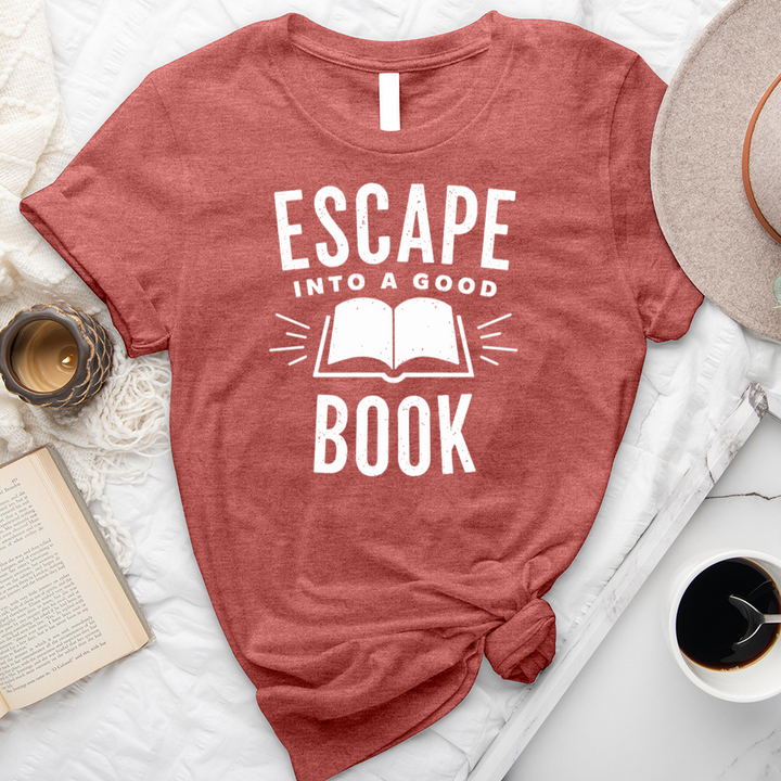 escape into a good book unisex tee