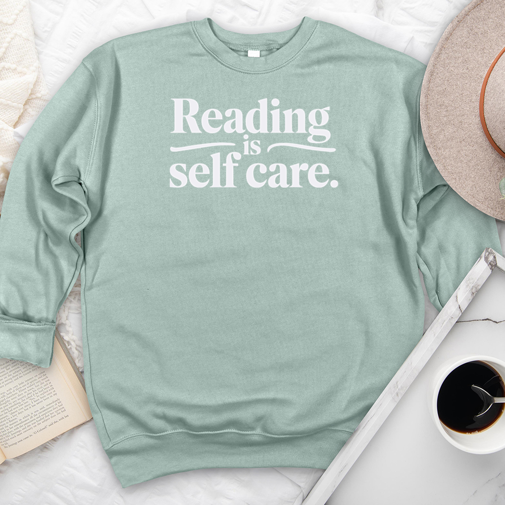 reading self care premium crewneck sweatshirt