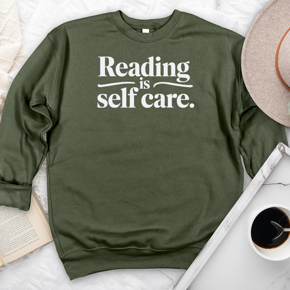 reading self care premium crewneck sweatshirt