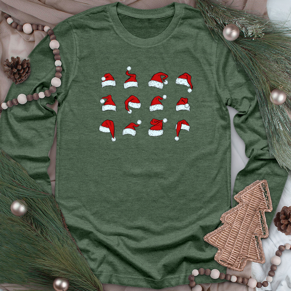 santa hats unisex long sleeve tee