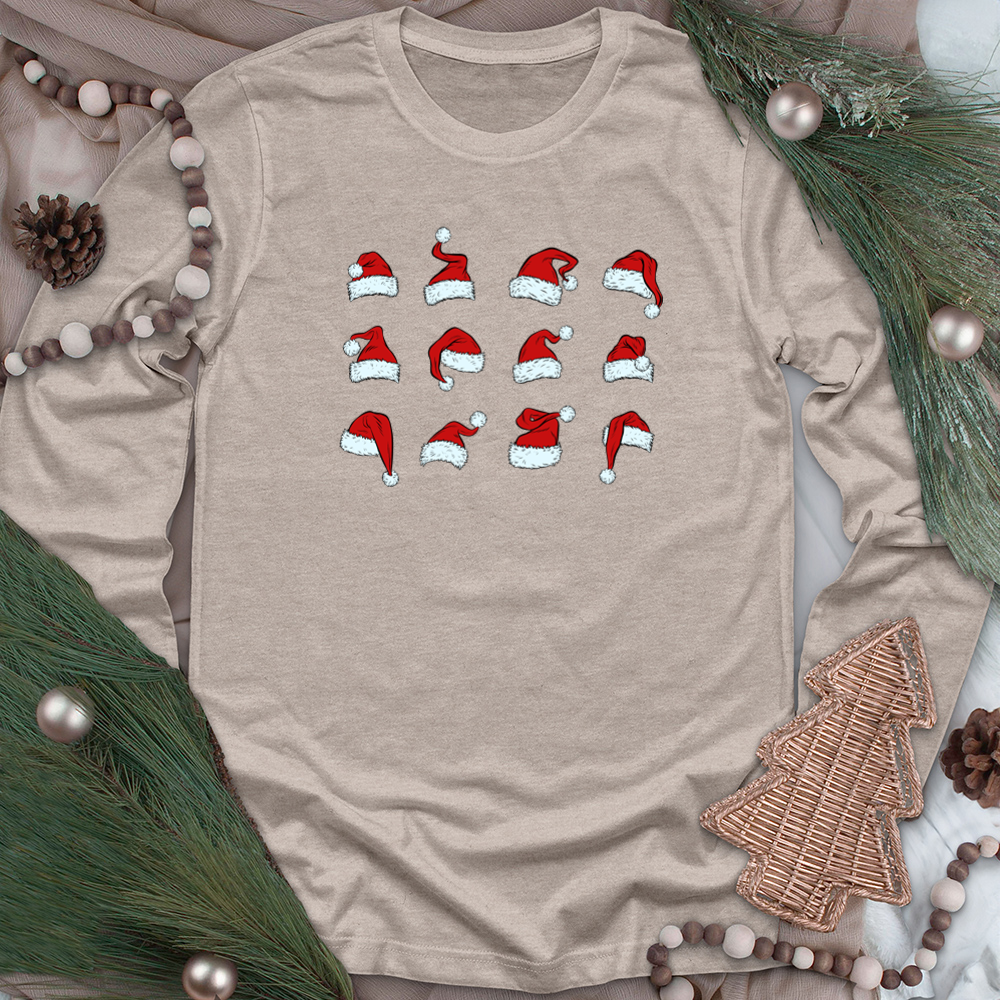 santa hats unisex long sleeve tee