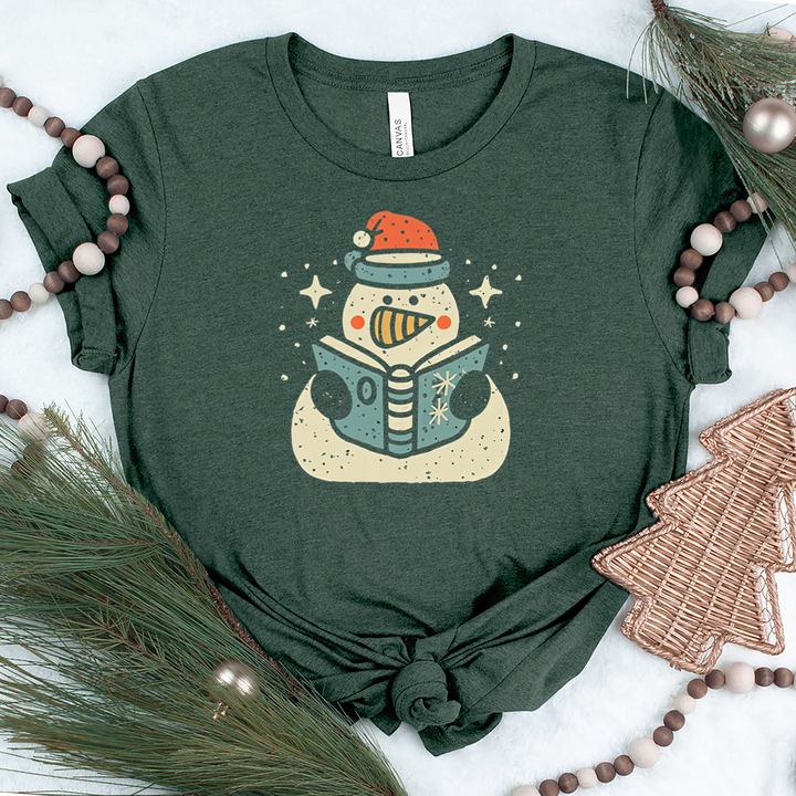 reading snowman unisex tee