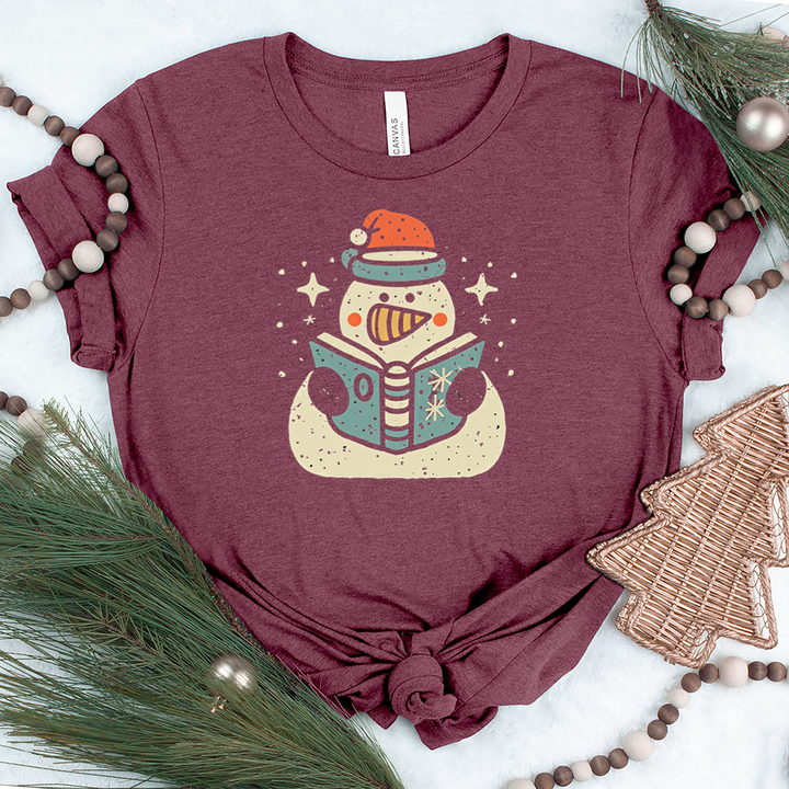 reading snowman unisex tee