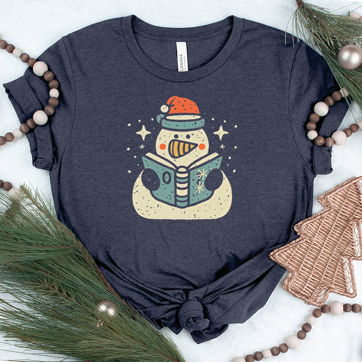 reading snowman unisex tee