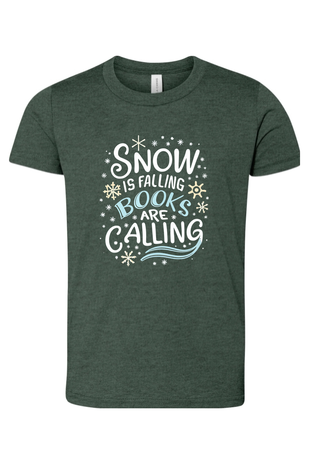 snow is falling flakes youth tee