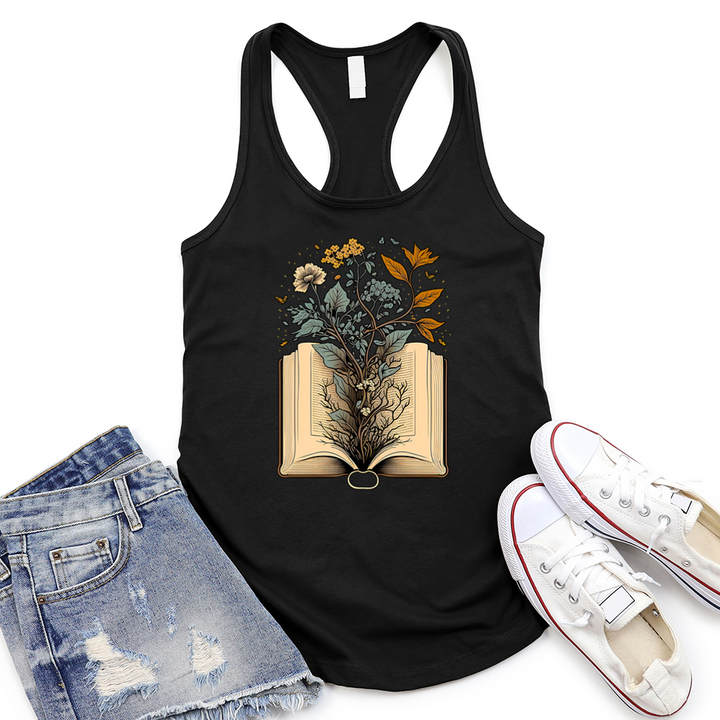 growing book women's racerback tank top