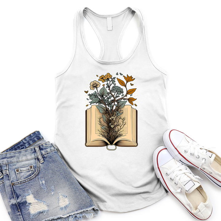 growing book women's racerback tank top