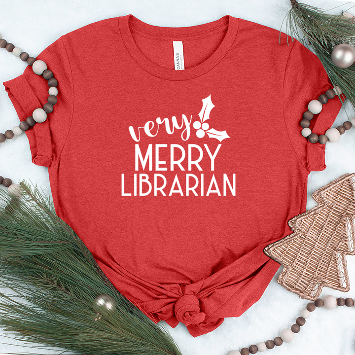 very merry librarian unisex tee