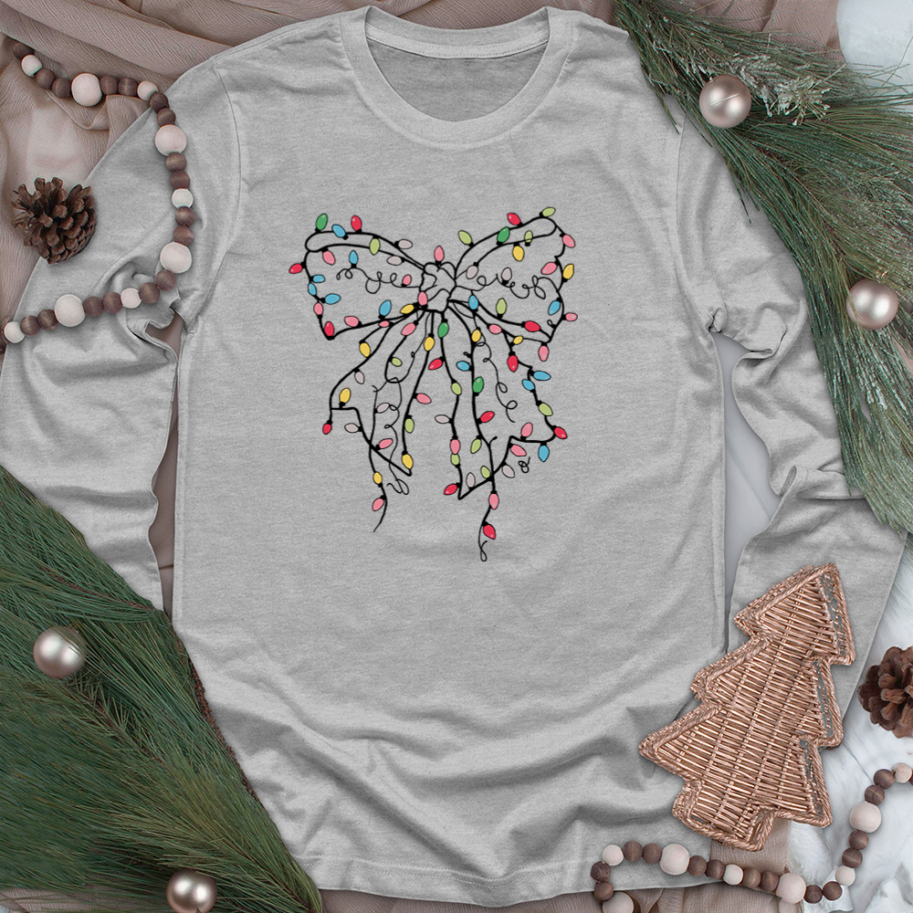 christmas light bow unisex long sleeve tee