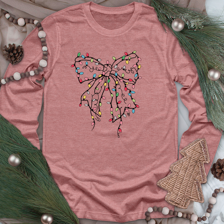 christmas light bow unisex long sleeve tee