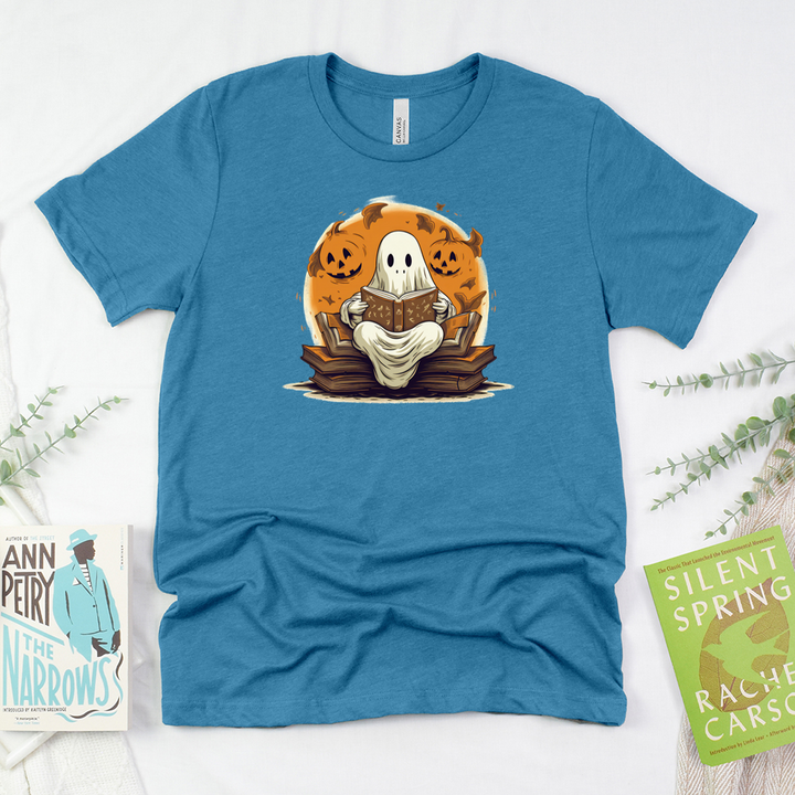 ghostly book nook unisex tee