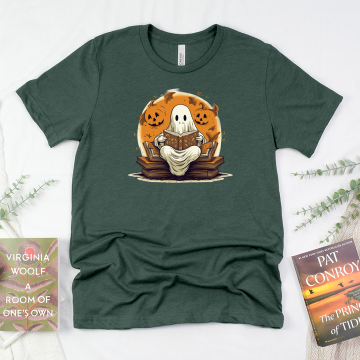 ghostly book nook unisex tee