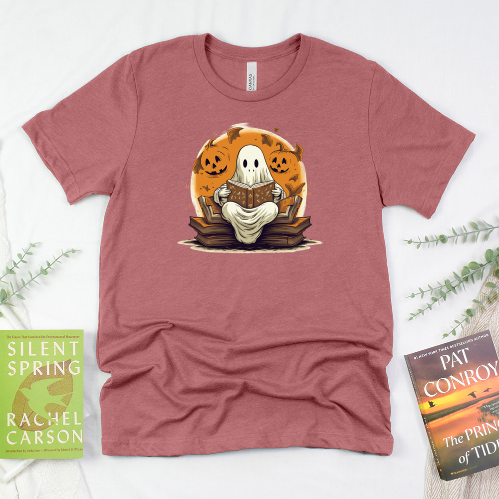 ghostly book nook unisex tee