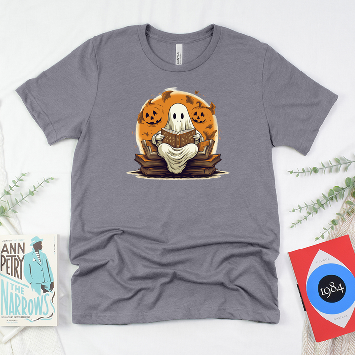 ghostly book nook unisex tee