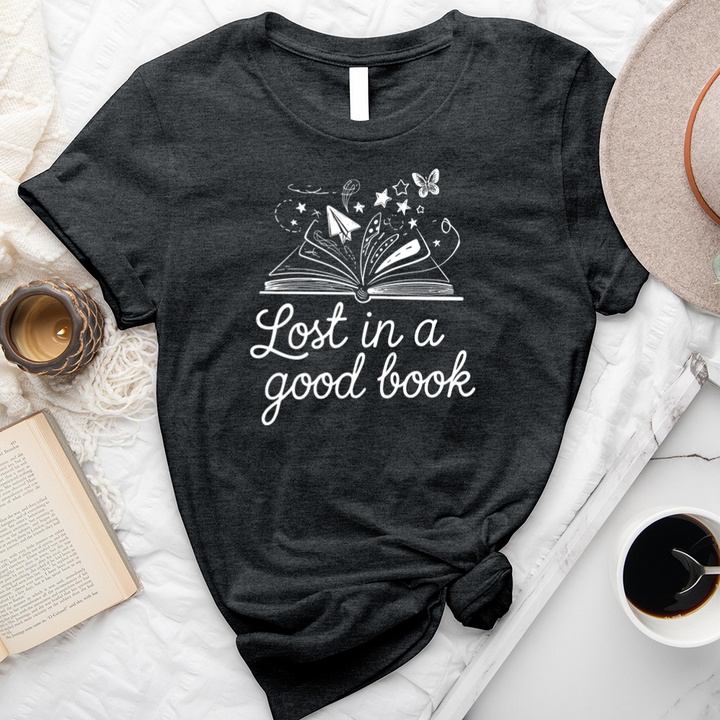 lost in a good book unisex tee