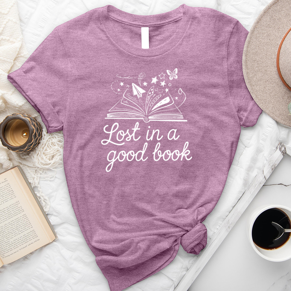 lost in a good book unisex tee