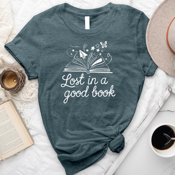 lost in a good book unisex tee