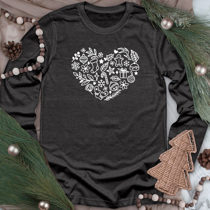 festive heart long sleeve unisex tee