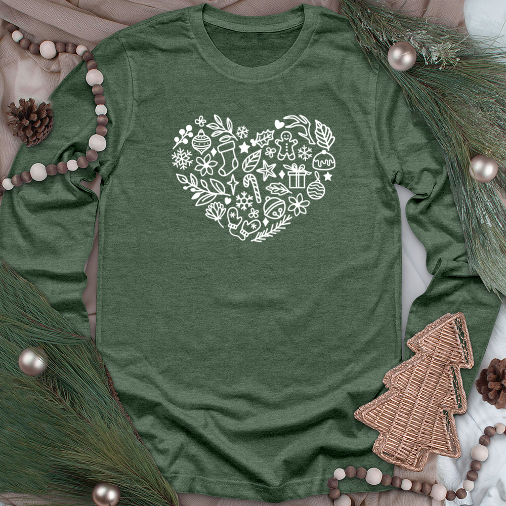 festive heart long sleeve unisex tee