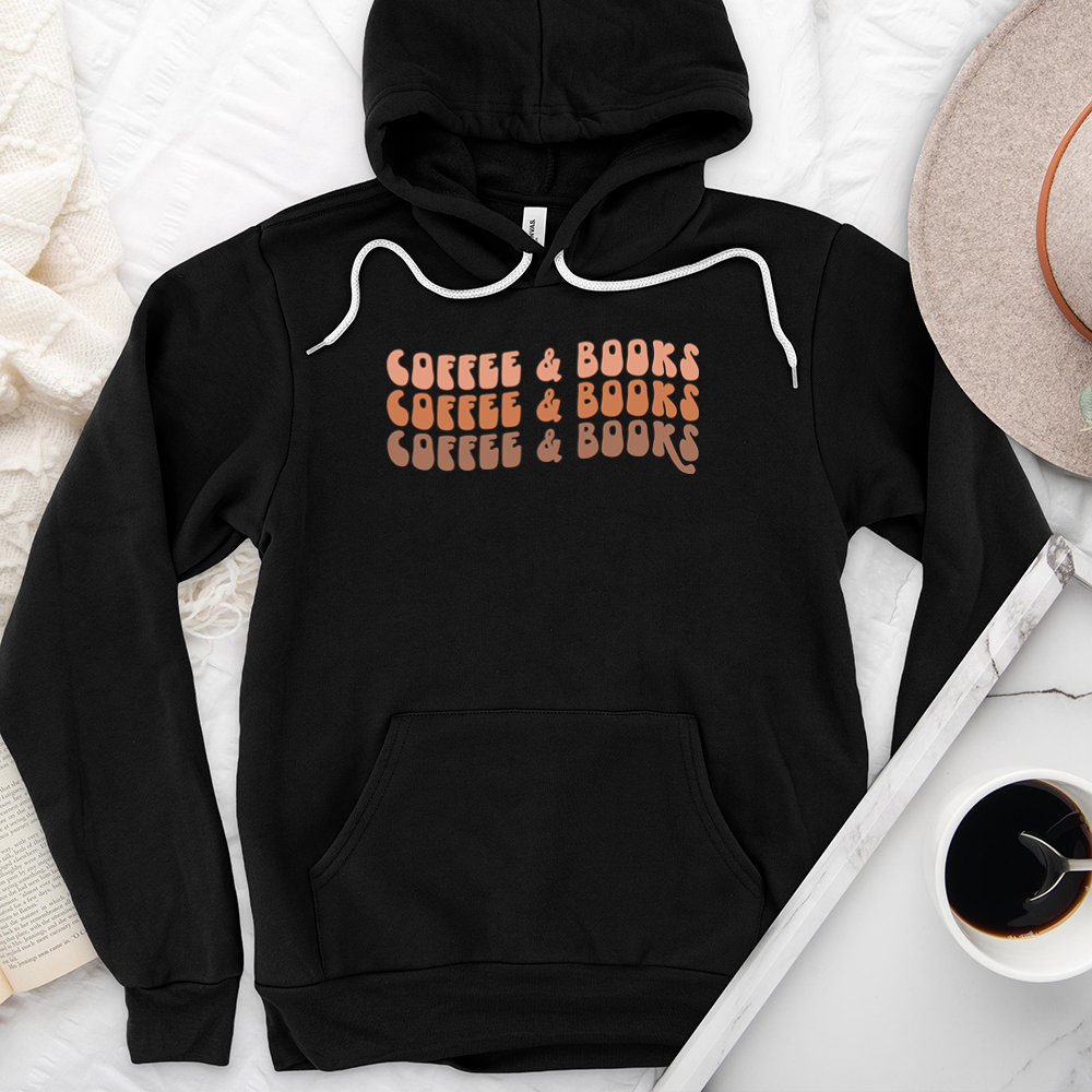 colorful coffee and books premium hoodie sweatshirt