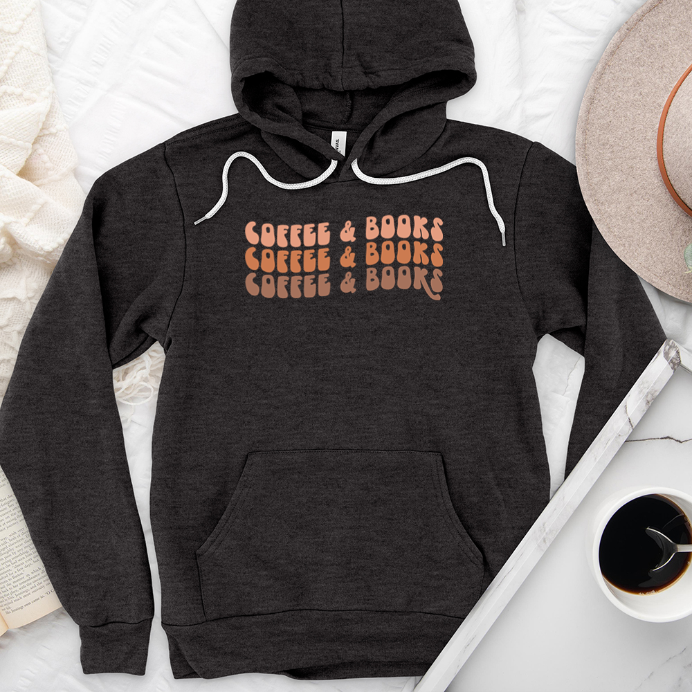 colorful coffee and books premium hoodie sweatshirt