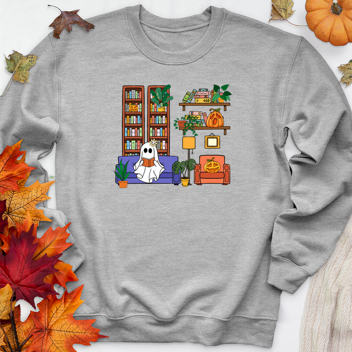 ghost reading nook premium crewneck sweatshirt