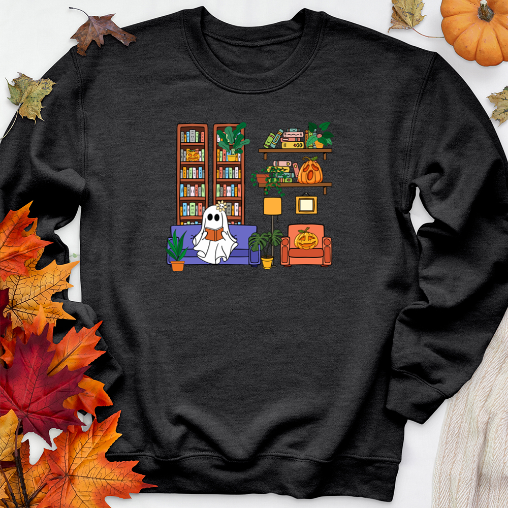 ghost reading nook premium crewneck sweatshirt