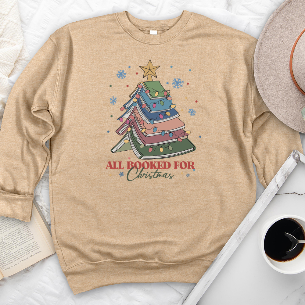 all booked for christmas premium crewneck sweatshirt