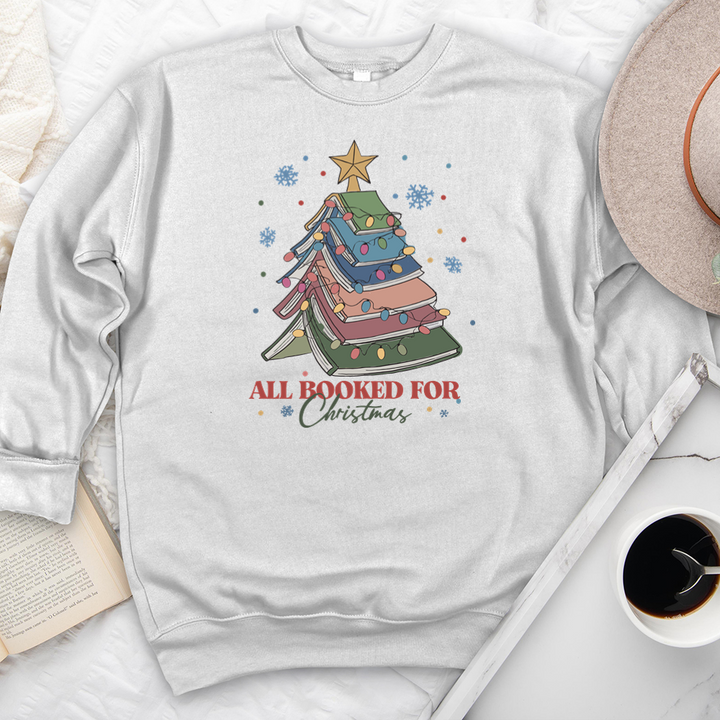 all booked for christmas premium crewneck sweatshirt