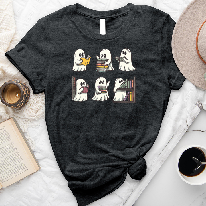 ghosts reading books unisex tee