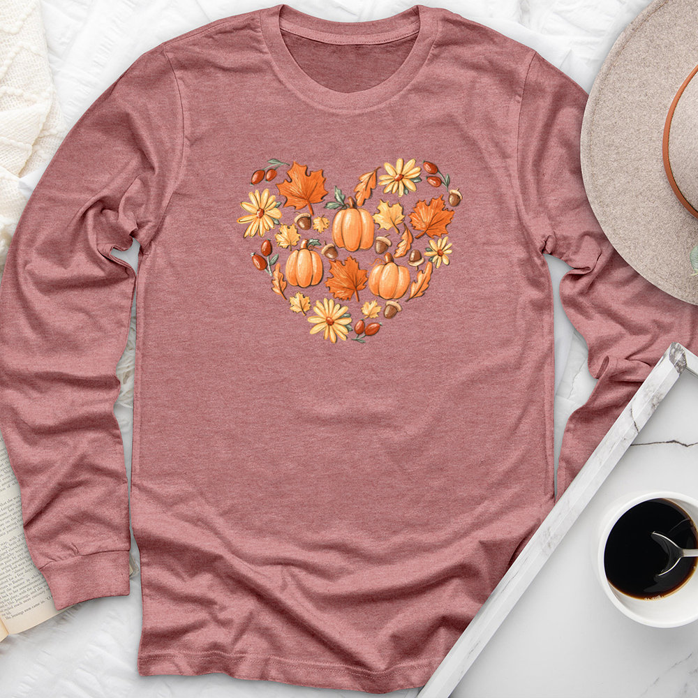 autumnal heart long sleeve unisex tee