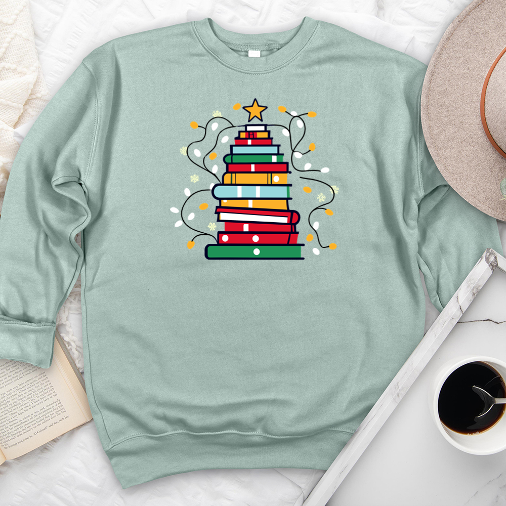 christmas book tree premium crewneck sweatshirt