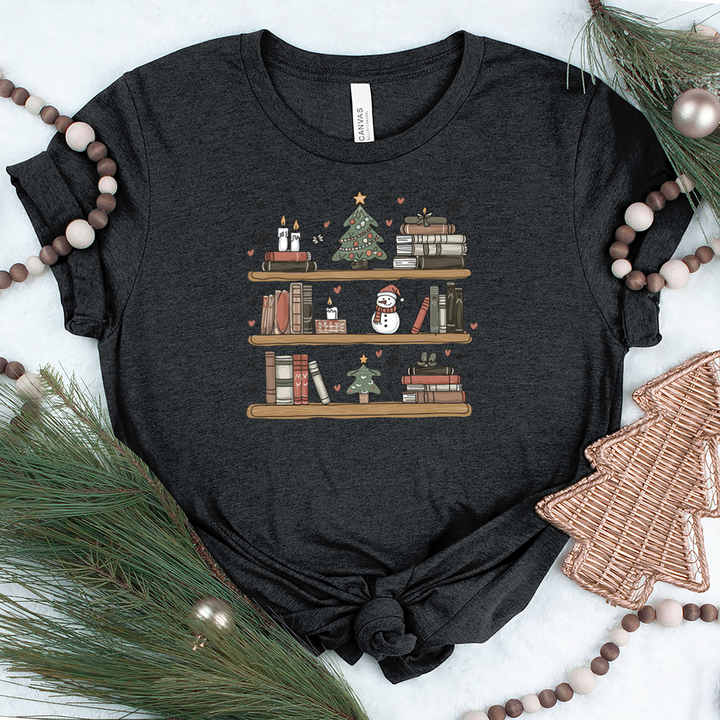 christmas bookshelf unisex tee