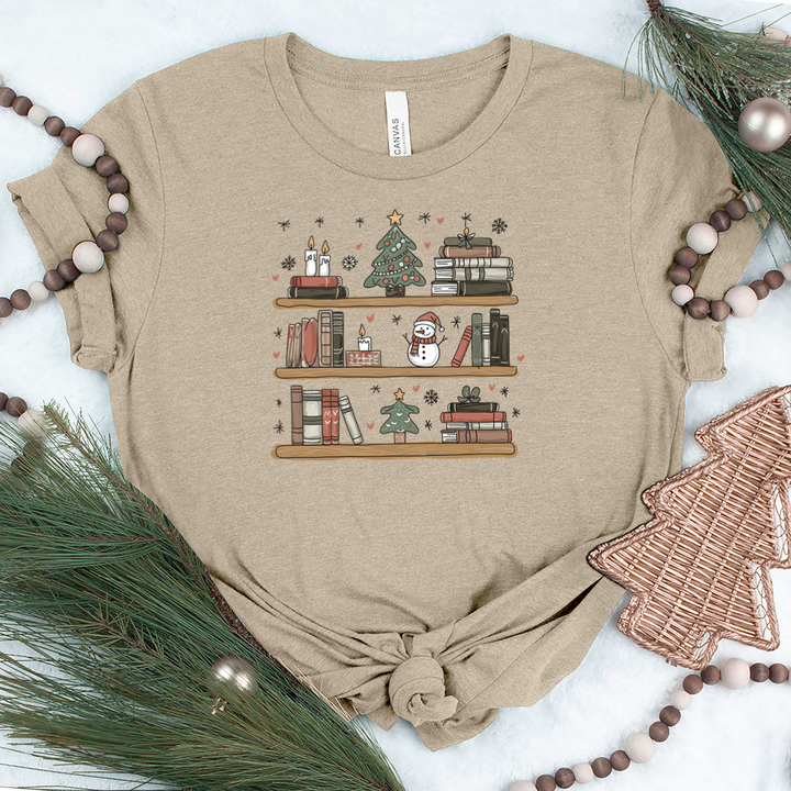 christmas bookshelf unisex tee