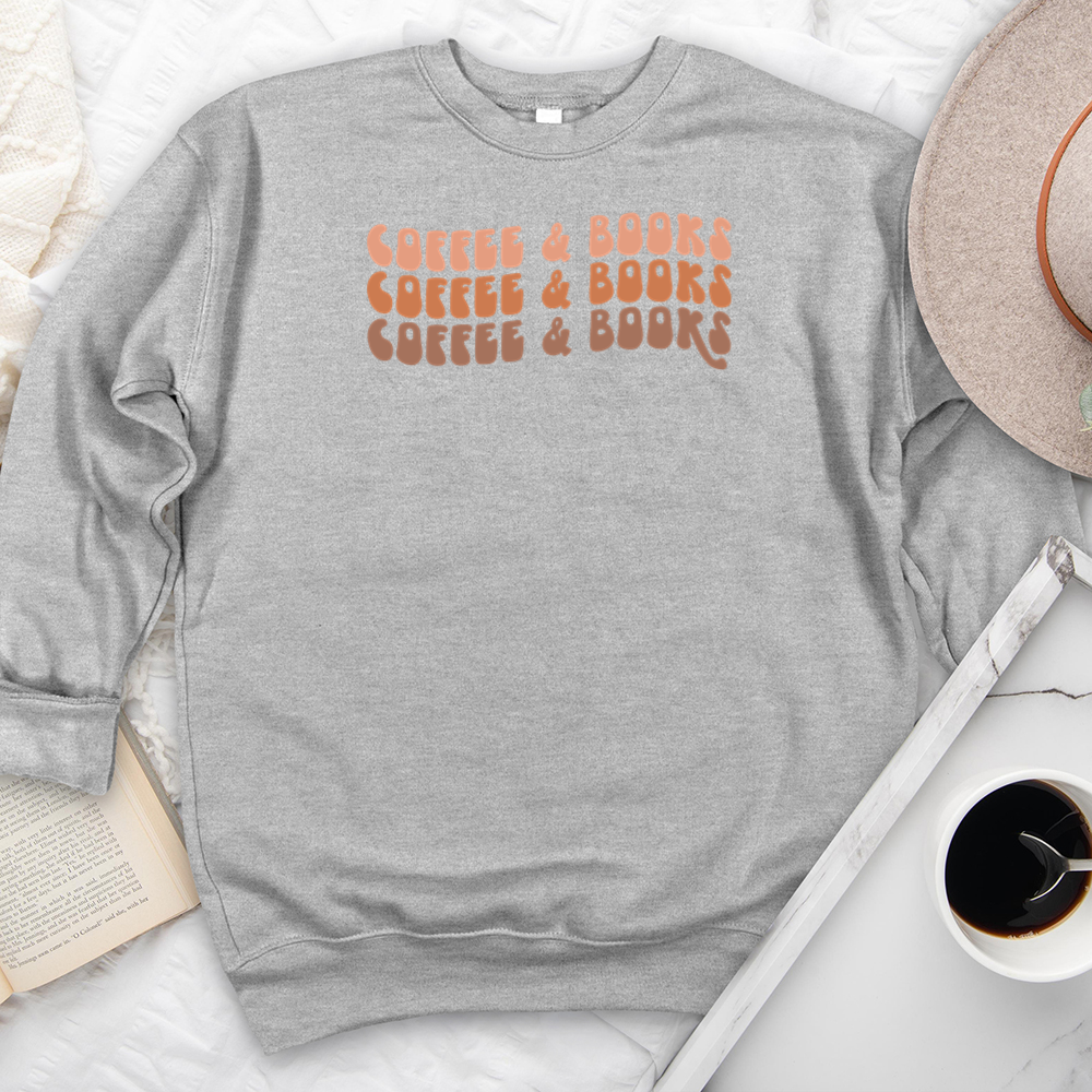 colorful coffee and books premium crewneck sweatshirt