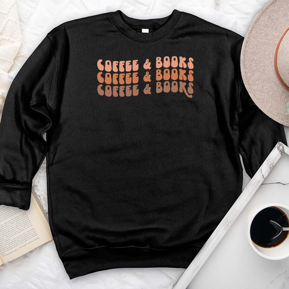 colorful coffee and books premium crewneck sweatshirt