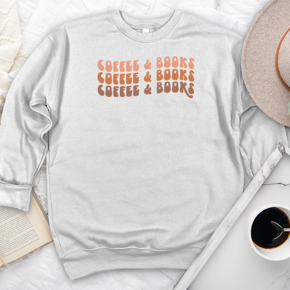 colorful coffee and books premium crewneck sweatshirt