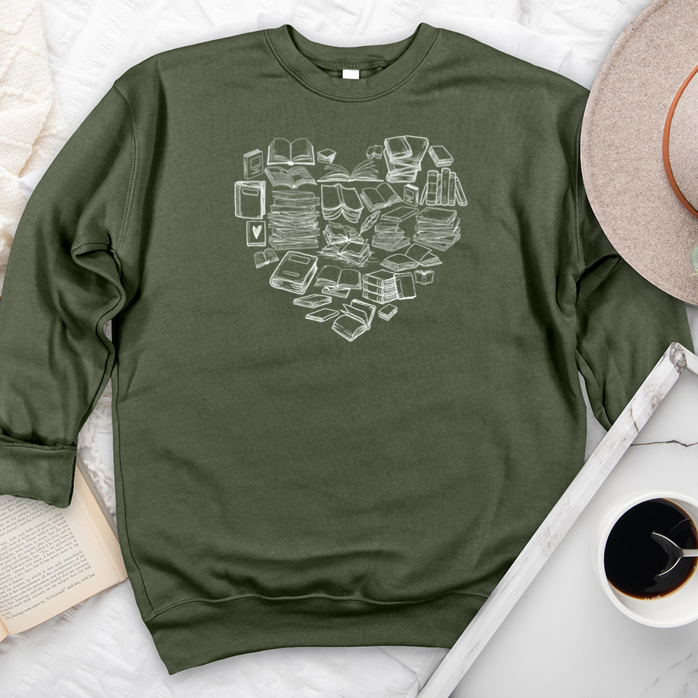 book heart premium crewneck sweatshirt