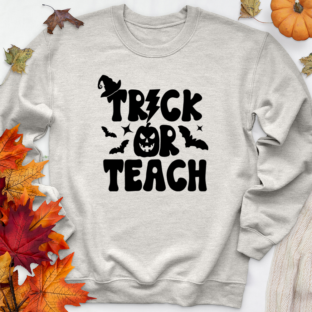 trick or teach premium crewneck sweatshirt