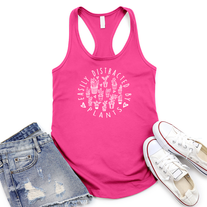 distracted by plants women's racerback tank top