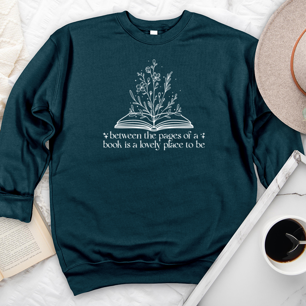 between the pages premium crewneck sweatshirt