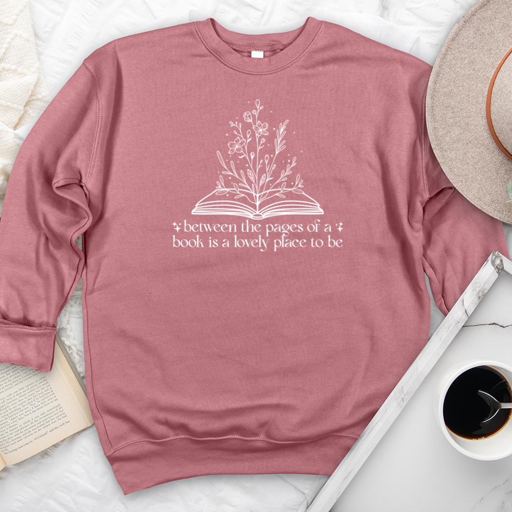 between the pages premium crewneck sweatshirt