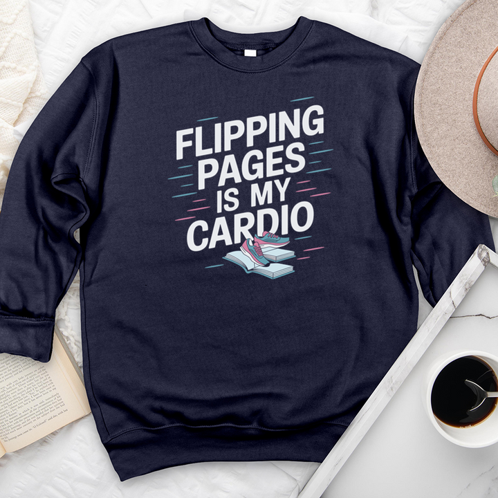 flipping pages is my cardio premium crewneck sweatshirt