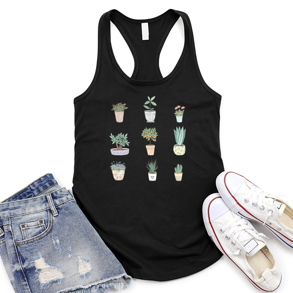 watercolor plants women's racerback tank top