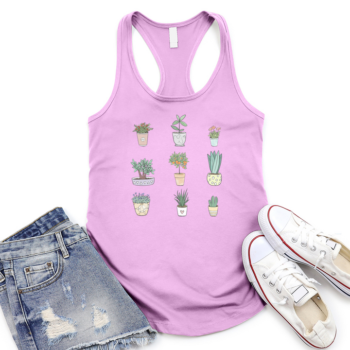 watercolor plants women's racerback tank top