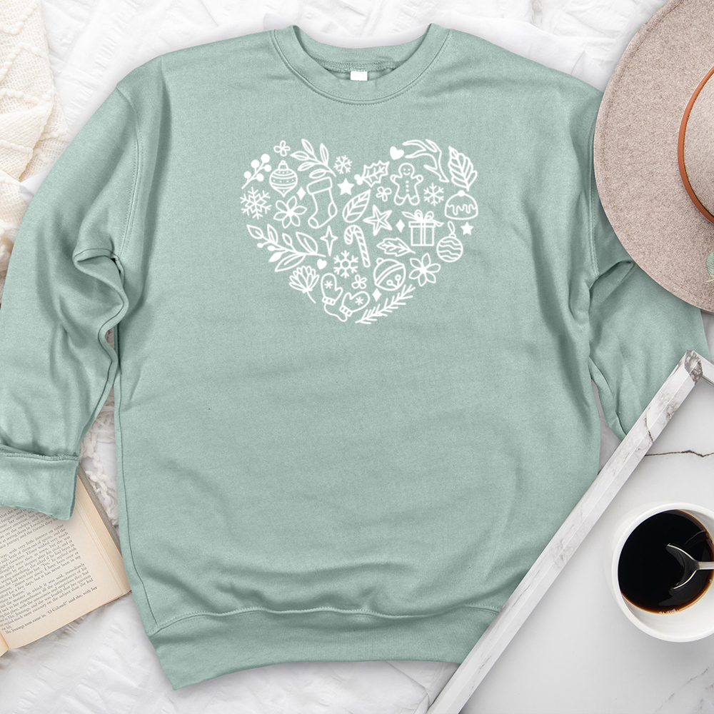 festive heart premium crewneck sweatshirt